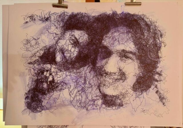 Notre petit séjour à St Paul de Vence pour la St Valentin a été l’occasion de rencontrer les galeristes, de présenter mon travail et de recueillir des avis et conseils. Je me suis donc remis un peu en question et je teste de nouvelles pistes qui m’ont été conseillée.s Voici le premier résultat de ces réflexions : un dessin au stylo bille essuyé à l’alcool pour donner de la profondeur et des demi-teintes plus riches, tout en gardant l’essentiel de ce qui fait mon style. Qu’en pensez-vous ?