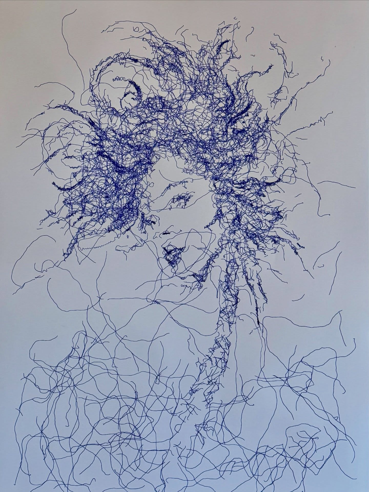 « Flamme bleue »? Stylo bille sur bristol, 60x84cm.A retrouver sur ma galerie/boutique en ligne sur https://tourreilles.com